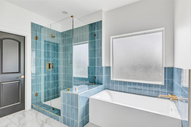 5406 Darling St Unit A, Houston, TX 77007 - full bath featuring tile walls, a garden tub, and a stall shower