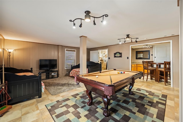 374 W Lake Shore Dr, Livingston, TX 77351 - recreation room featuring billiards table and ornate columns
