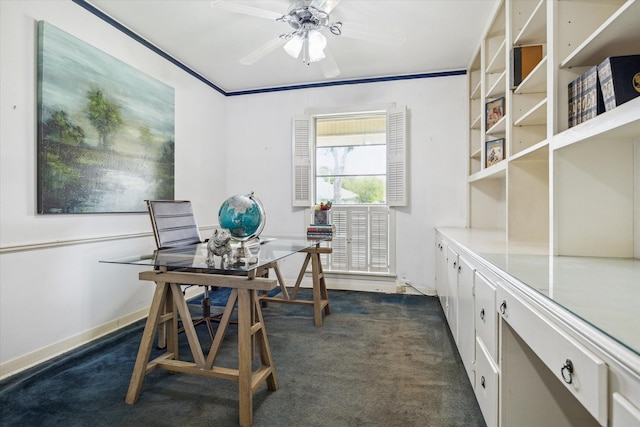 6249 Piping Rock Ln, Houston, TX 77057 - office space with dark carpet and a ceiling fan