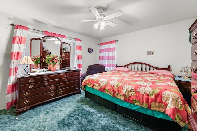 13922 Ambrose St, Houston, TX 77045 - bedroom featuring dark carpet and ceiling fan