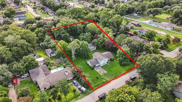 13922 Ambrose St, Houston, TX 77045 - aerial perspective of suburban area featuring property boundaries highlighted