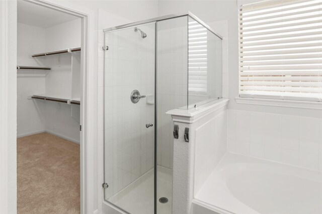 23753 Briar Tree Dr, Porter, TX 77365 - full bathroom with a garden tub, a spacious closet, and a shower stall