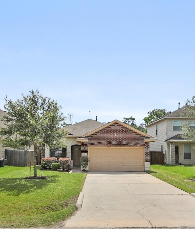 23753 Briar Tree Dr, Porter, TX 77365 - view of front of home with brick siding, an attached garage, and concrete driveway