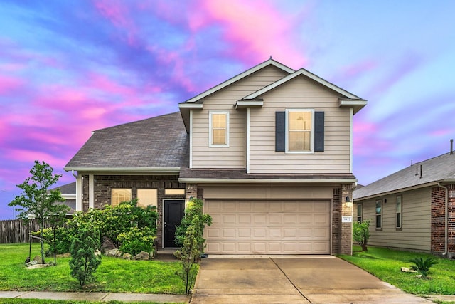 9422 Cimarroncito Ln, Humble, TX 77396 - traditional-style home featuring driveway, a garage, brick siding, and a front yard
