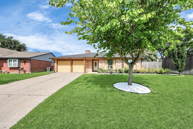 6102 S Briar Bayou Dr, Houston, TX 77072 - single story home with brick siding, concrete driveway, a garage, and a chimney