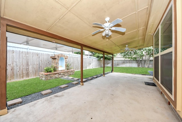 6102 S Briar Bayou Dr, Houston, TX 77072 - fenced backyard with a patio area and ceiling fan