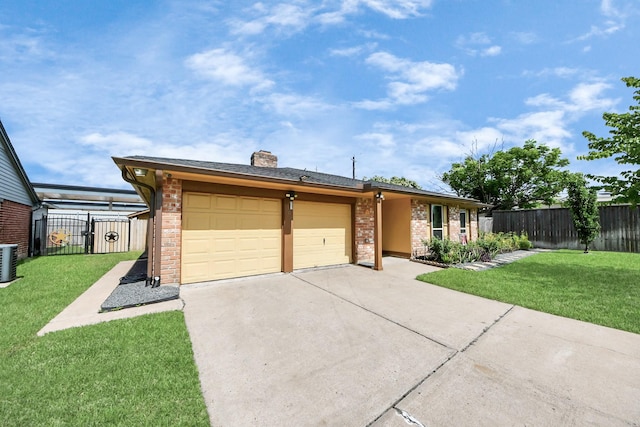 6102 S Briar Bayou Dr, Houston, TX 77072 - view of front of home featuring driveway, a garage, brick siding, a chimney, and a gate