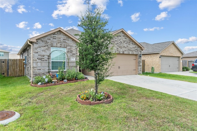10731 Spring Brook Pass Dr, Humble, TX 77396 - ranch-style home with brick siding, an attached garage, and driveway