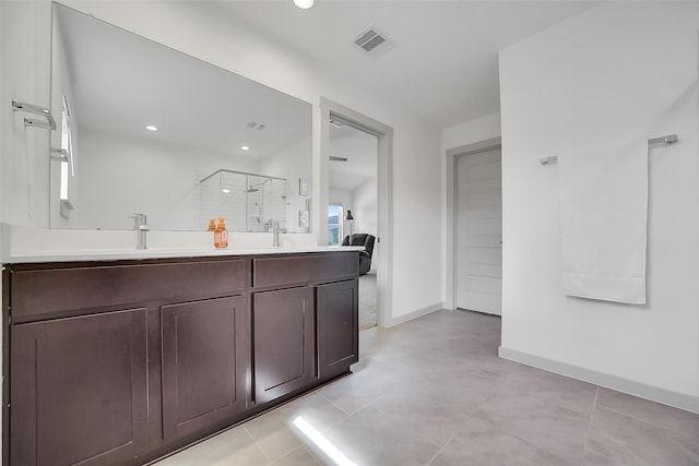 3330 Dagostino Creek Dr, Katy, TX 77494 - bathroom featuring a shower stall, double vanity, and recessed lighting