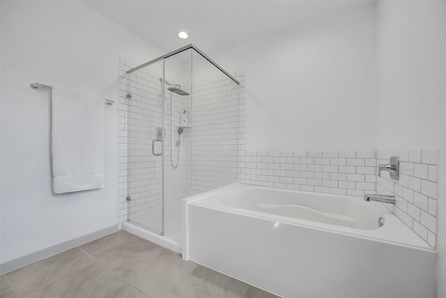 3330 Dagostino Creek Dr, Katy, TX 77494 - full bathroom featuring a shower stall, a bath, and tile patterned floors