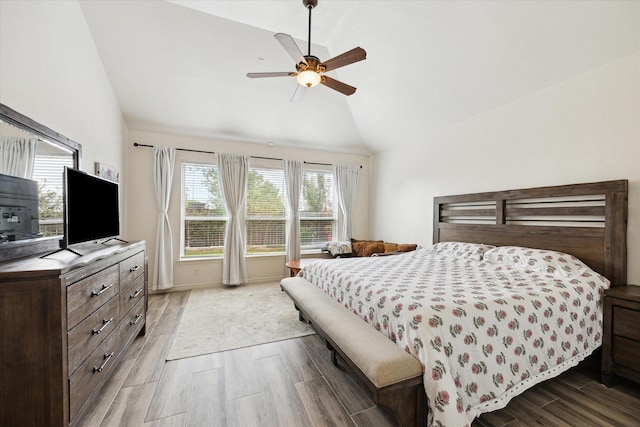 20838 Morgan Knoll Ln, Katy, TX 77449 - bedroom featuring lofted ceiling, wood finished floors, and ceiling fan