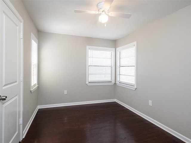 3215 Soway St, Houston, TX 77080 - unfurnished room with plenty of natural light, dark wood finished floors, and ceiling fan