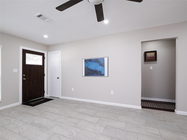 3215 Soway St, Houston, TX 77080 - foyer featuring ceiling fan and recessed lighting