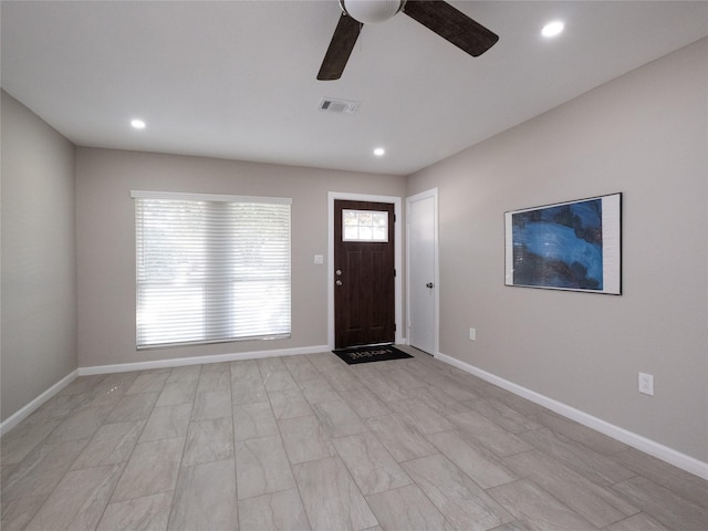 3215 Soway St, Houston, TX 77080 - entrance foyer featuring ceiling fan and recessed lighting