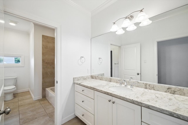 1101 Tabor St, Houston, TX 77009 - bathroom featuring ornamental molding, vanity, and tile patterned floors