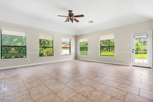 32210 Mink Creek Ct, Magnolia, TX 77355 - unfurnished room featuring plenty of natural light, light tile patterned floors, and ceiling fan