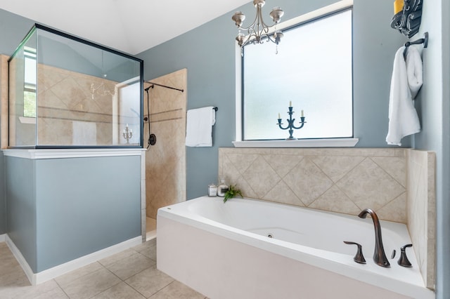 32210 Mink Creek Ct, Magnolia, TX 77355 - full bath with plenty of natural light, a jetted tub, walk in shower, and a chandelier