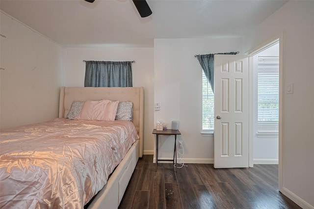 14212 Rocky Briar Ln, Rosharon, TX 77583 - bedroom with dark wood-style flooring and ceiling fan