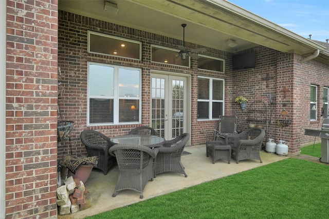 5702 Silverthorn Glen Dr, Spring, TX 77379 - view of patio with french doors and a ceiling fan