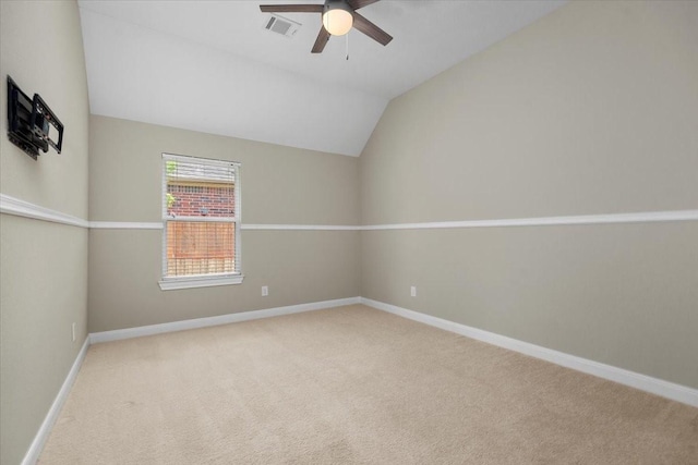 18135 Berry Garden Ln, Spring, TX 77379 - empty room featuring ceiling fan, carpet, and lofted ceiling