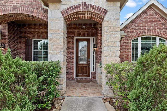 18135 Berry Garden Ln, Spring, TX 77379 - doorway to property with brick siding and stone siding