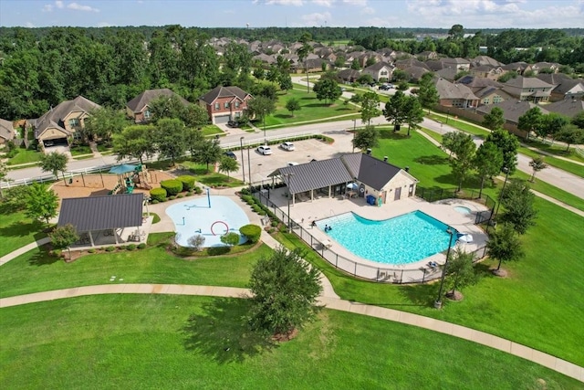 18135 Berry Garden Ln, Spring, TX 77379 - aerial perspective of suburban area featuring a pool area