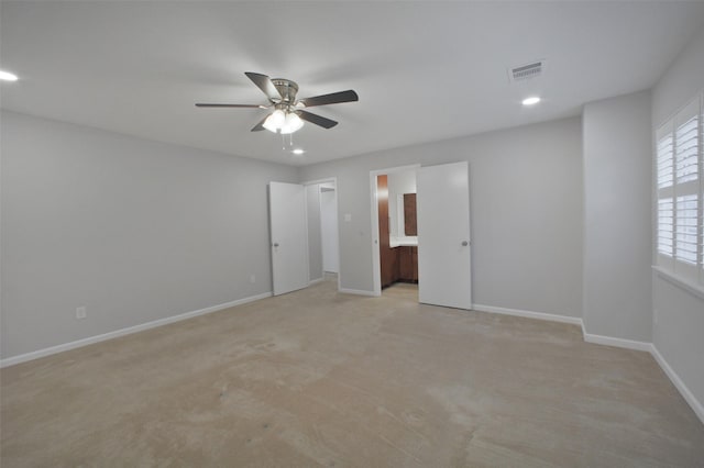 15815 Baytree Dr, Houston, TX 77070 - unfurnished bedroom featuring light carpet, recessed lighting, ensuite bathroom, and ceiling fan