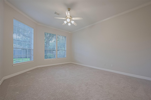 1902 Rosebay Ct, Sugar Land, TX 77479 - unfurnished room with healthy amount of natural light, carpet flooring, ornamental molding, and a ceiling fan