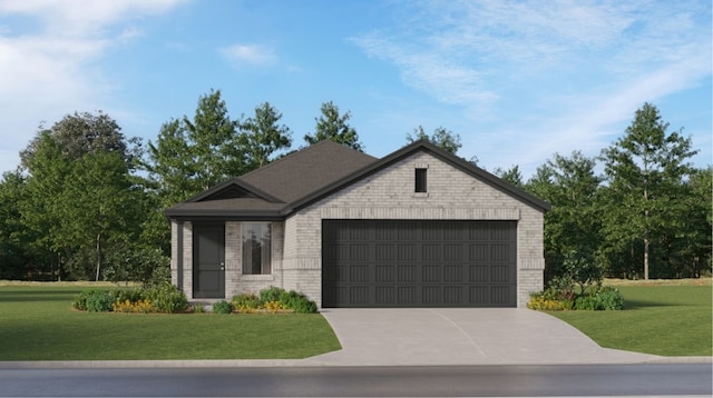 10734 Red Orchid Dr, Houston, TX 77016 - view of front of property with brick siding, concrete driveway, a garage, and a front yard