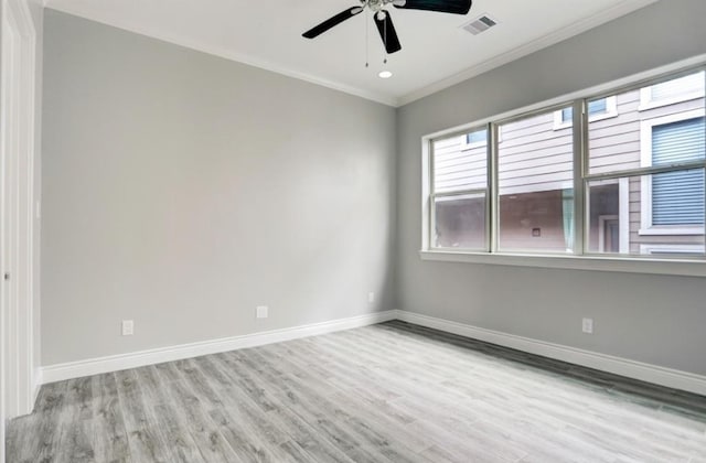 8907 Spring Knoll Forest Dr, Houston, TX 77080 - unfurnished room featuring ornamental molding, wood finished floors, and ceiling fan