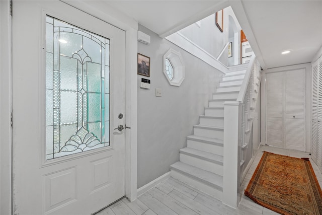 1805 19th St, Galveston, TX 77550 - entryway with baseboards and stairway