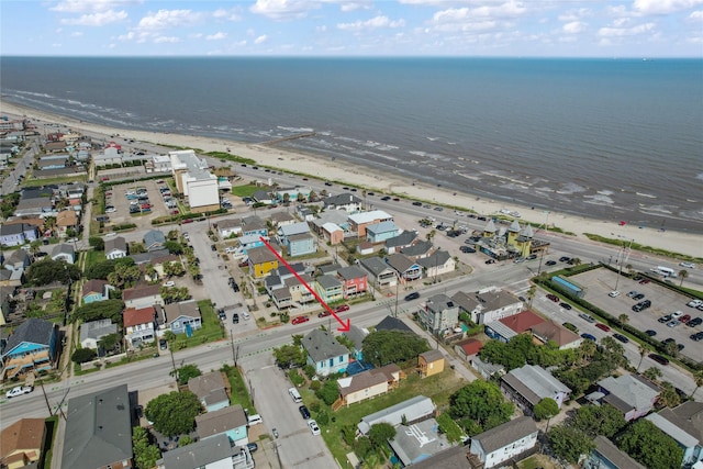 1805 19th St, Galveston, TX 77550 - aerial view of property and surrounding area featuring extended coastline and nearby suburban area