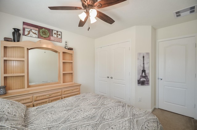 22218 Woodseem Ct, Katy, TX 77449 - bedroom featuring a closet, carpet, and ceiling fan