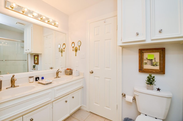 2014 Shadow Forest Dr, Katy, TX 77494 - full bath with double vanity, tile patterned floors, and an enclosed shower
