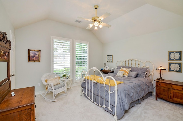 2014 Shadow Forest Dr, Katy, TX 77494 - bedroom with lofted ceiling, light colored carpet, and a ceiling fan