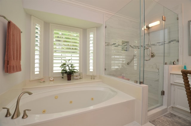 2014 Shadow Forest Dr, Katy, TX 77494 - full bath with a jetted tub, a shower stall, and vanity