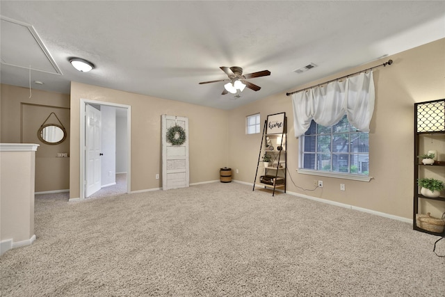 18219 Water Mill Dr, Cypress, TX 77429 - carpeted empty room with attic access and ceiling fan