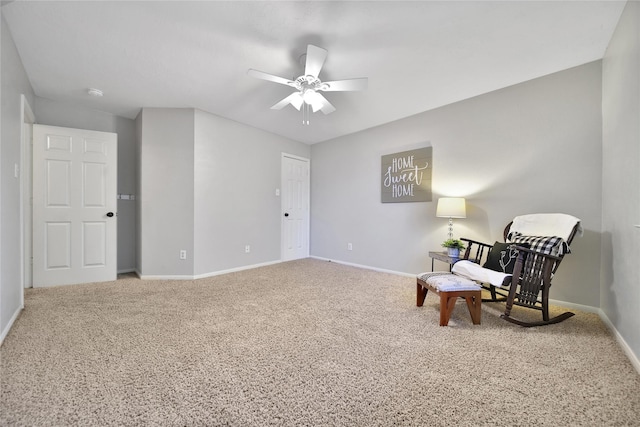 18219 Water Mill Dr, Cypress, TX 77429 - sitting room with carpet flooring and ceiling fan
