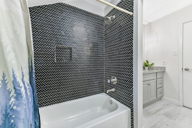 3510 Ledgestone Dr, Houston, TX 77059 - bathroom with shower / bath combination with curtain and vanity