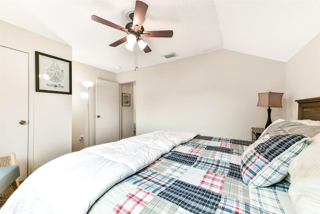 3510 Ledgestone Dr, Houston, TX 77059 - bedroom with lofted ceiling and ceiling fan