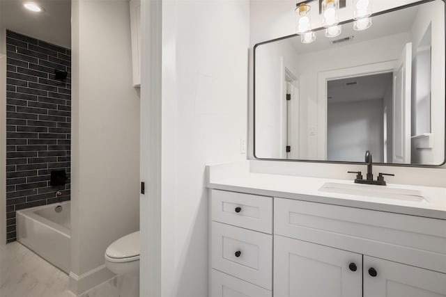 882 Prosper St, Houston, TX 77088 - bathroom featuring marble finish flooring, vanity, washtub / shower combination, and recessed lighting
