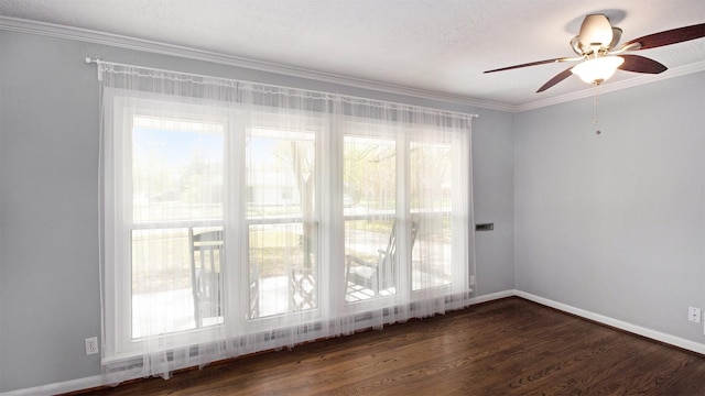 8106 Montridge Dr, Houston, TX 77055 - unfurnished room with wood finished floors, ceiling fan, and ornamental molding