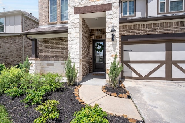 4118 Palmer Meadow Ct, Katy, TX 77494 - doorway to property with brick siding, a garage, and concrete driveway