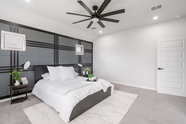 4118 Palmer Meadow Ct, Katy, TX 77494 - carpeted bedroom with recessed lighting, a ceiling fan, and lofted ceiling