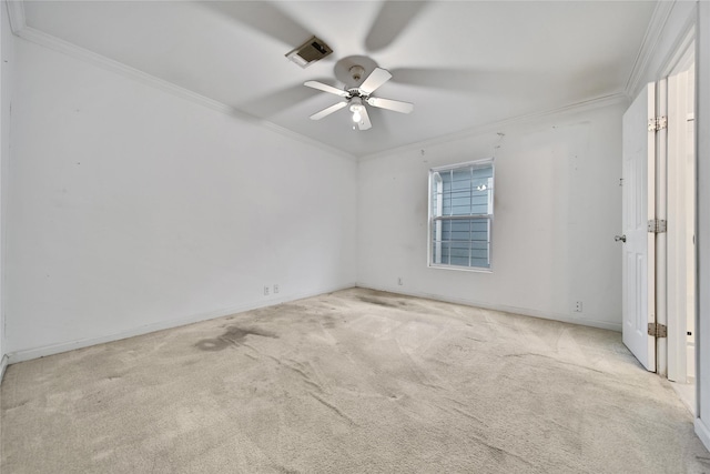 11307 Normeadow Ln, Houston, TX 77076 - spare room featuring ornamental molding, a ceiling fan, and carpet