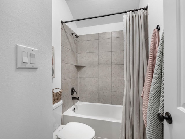 10515 Trinity Springs Dr, Cypress, TX 77433 - bathroom with shower / bath combination with curtain and a textured wall
