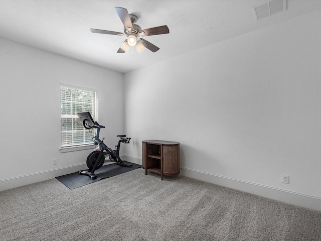 10515 Trinity Springs Dr, Cypress, TX 77433 - exercise room with carpet flooring and ceiling fan
