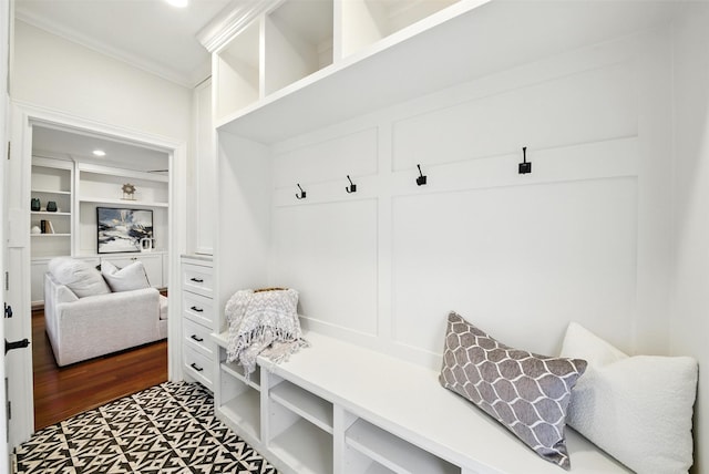 1211 Villmont Ln, Houston, TX 77077 - mudroom featuring crown molding