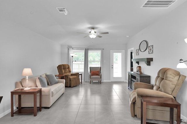 18529 Meadow Point Ln, Montgomery, TX 77316 - living room featuring a ceiling fan and light tile patterned floors