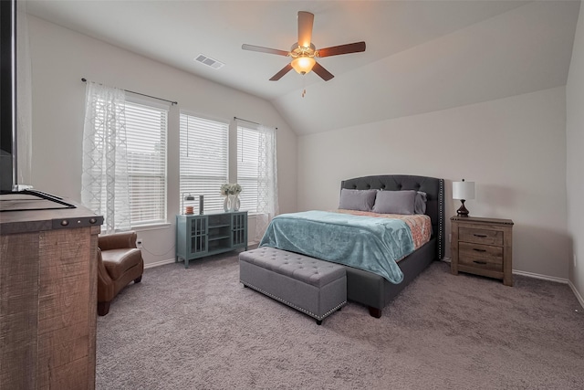 25446 Fossa Dr, Tomball, TX 77375 - carpeted bedroom featuring vaulted ceiling and ceiling fan
